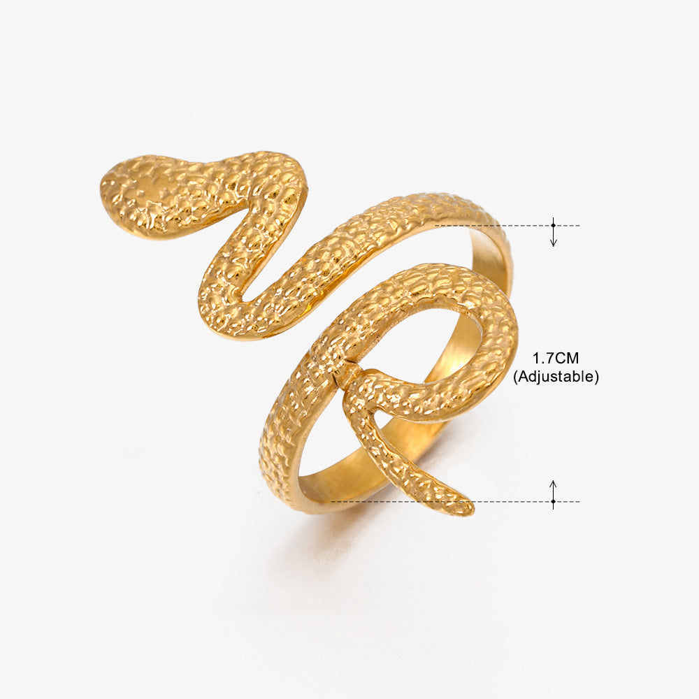 A170 Anillo abierto serpiente dorada acero inoxidable
