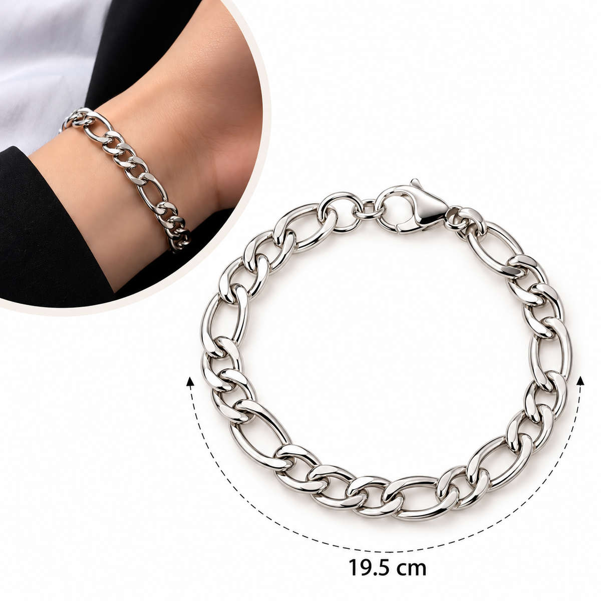 B553 Esclava unisex eslabones acero titanio