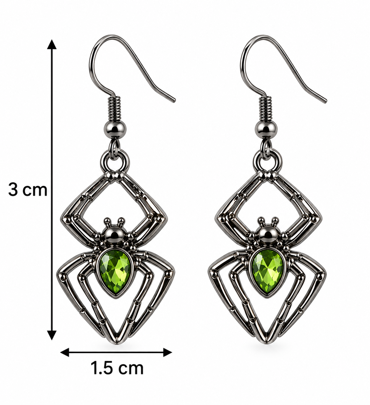 H160 Aretes araña con circonia verde imitacion de aleacion