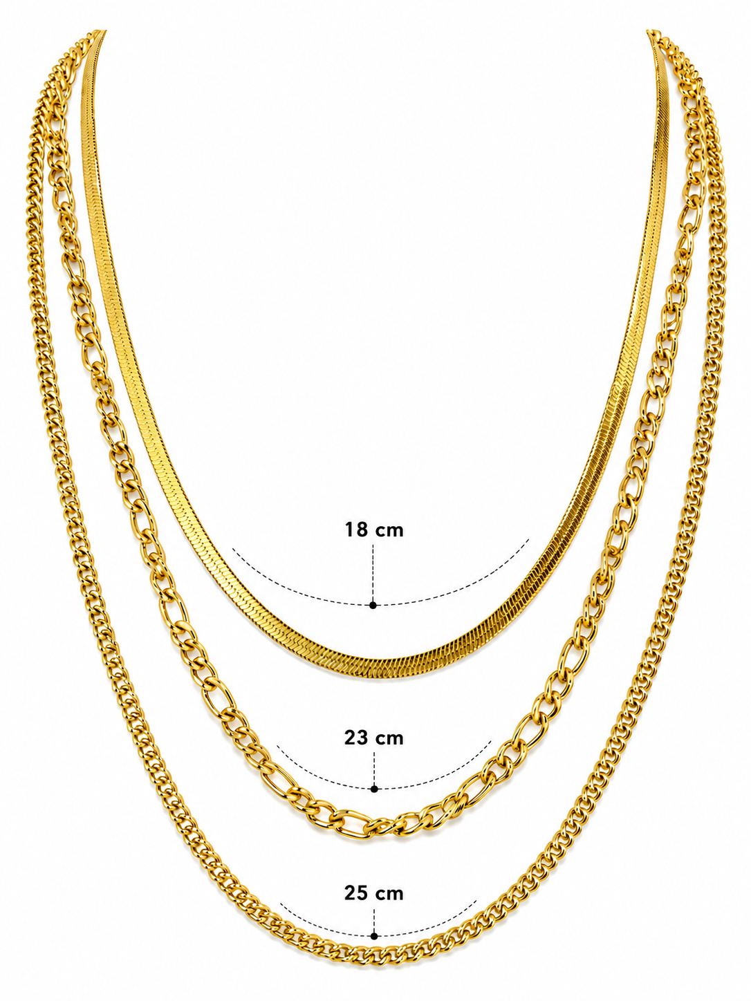 C1410 Set de 3 Cadenas Layering de acero inoxidable Piezas Independiente