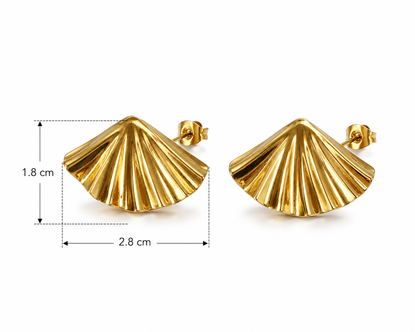 E2620 Aretes abanico dorados de acero inoxidable