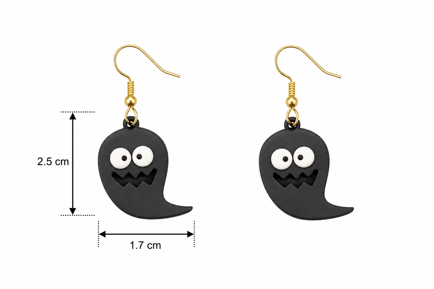 H15 Aretes de fantasmas en color negro de aleacion con esmaltado