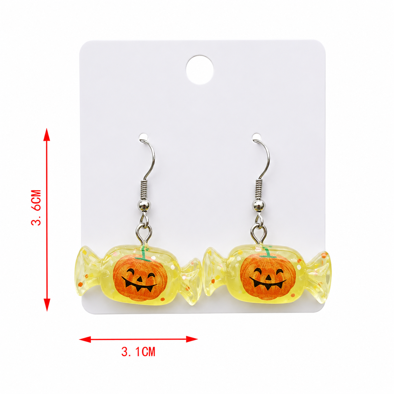 H23 Aretes dulce amarillo calabaza Halloween acrilico