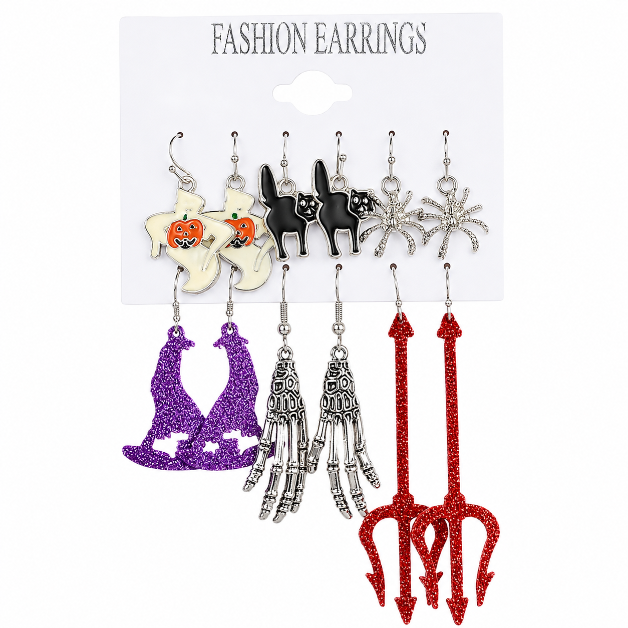 H27 Conjunto de aretes tridente Halloween aleacion 11cm