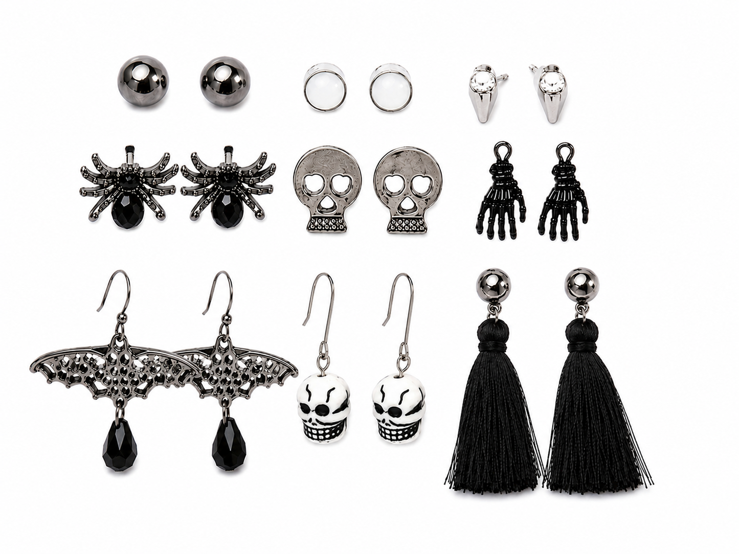 H92 Set de 9 pares aretes hallowen de aleacion