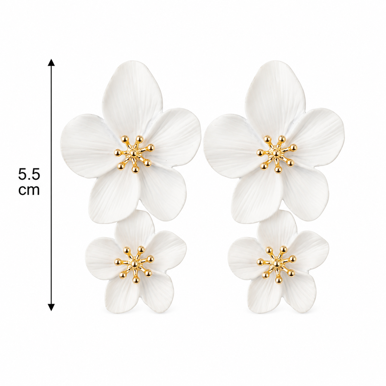 E5576B aretes flor blanca esmaltado aleacion