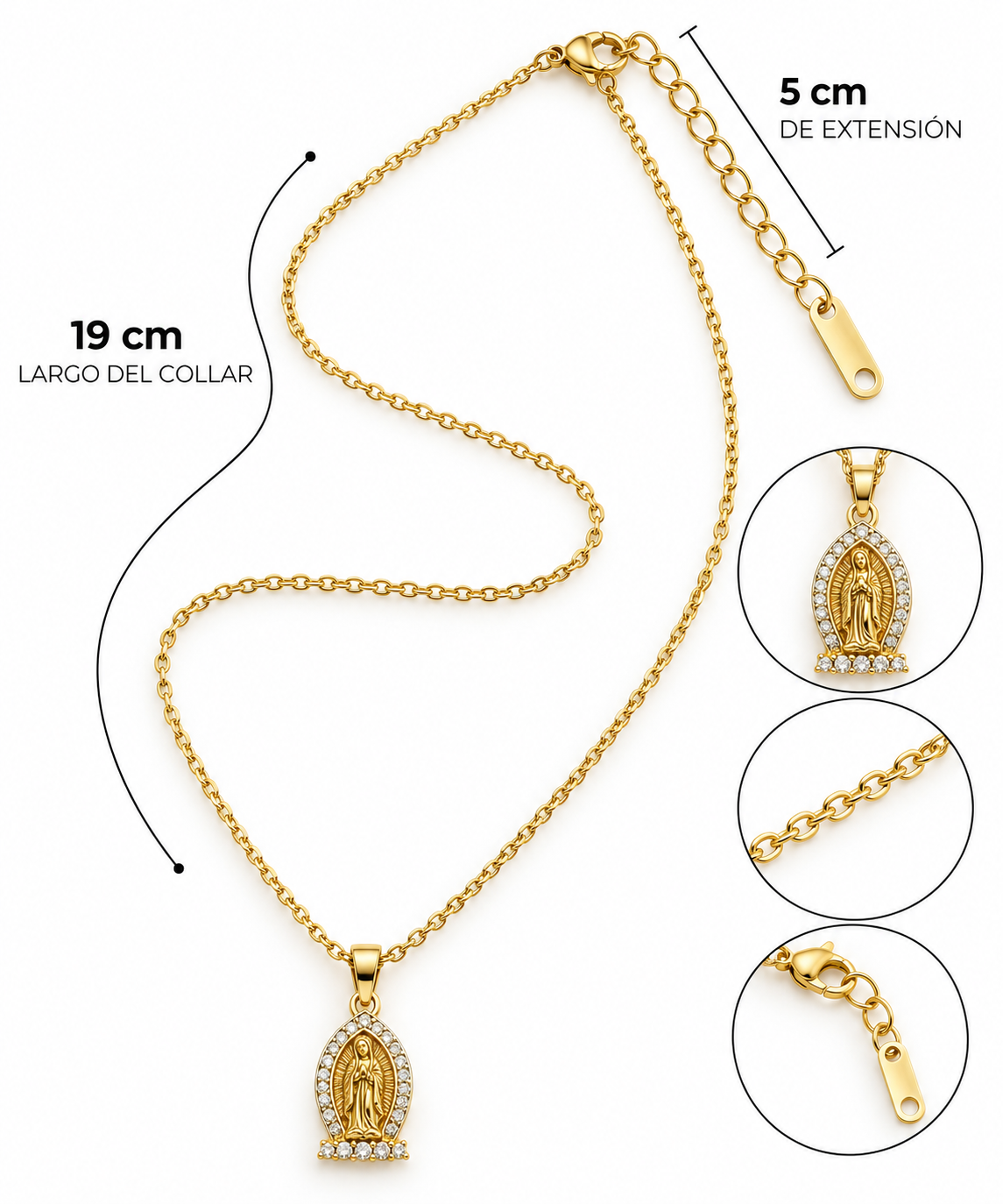 C006 Collar religioso con circonias de acero inoxidable 304