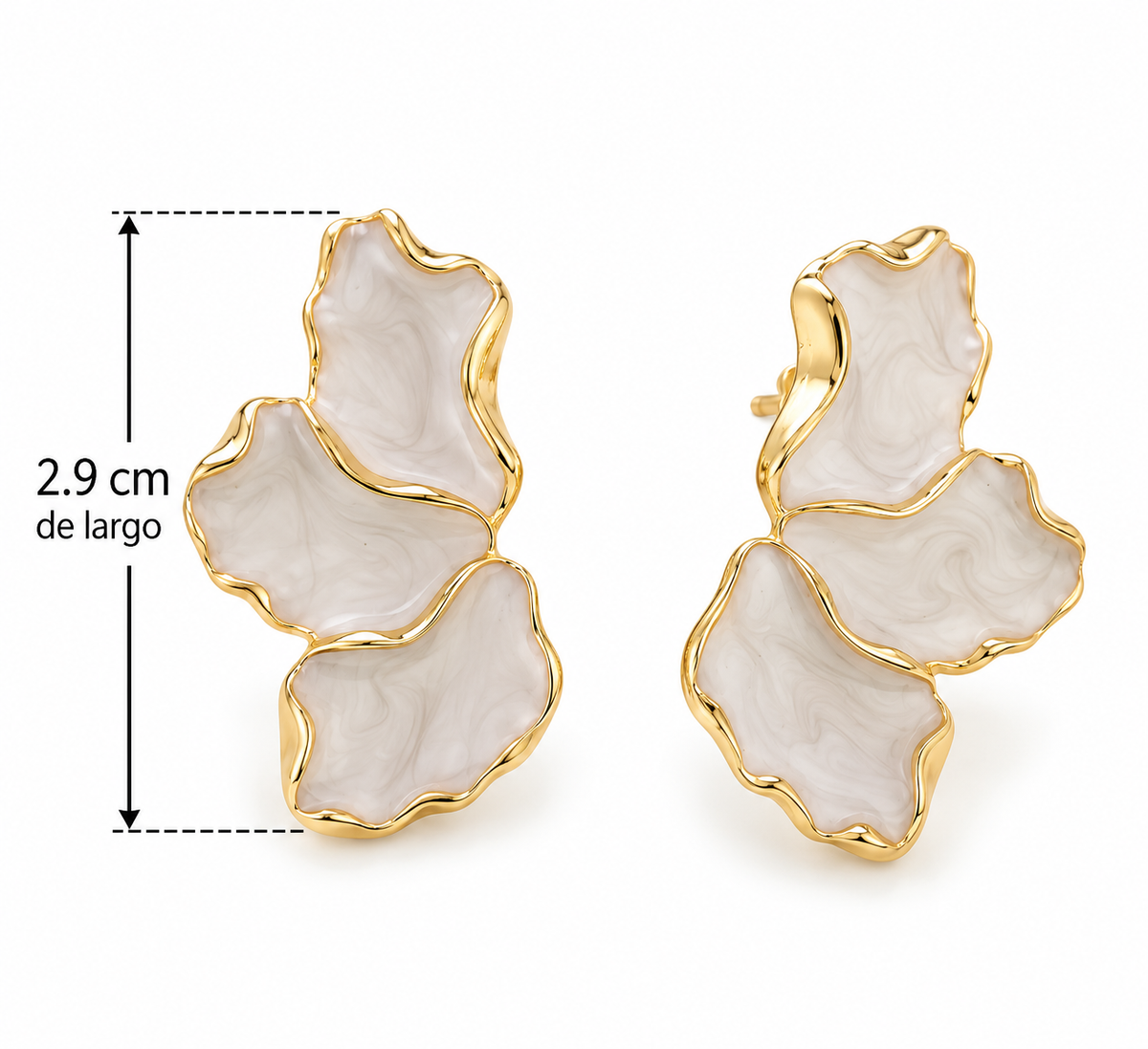 E2866 Aretes petalos esmaltado base aleacion