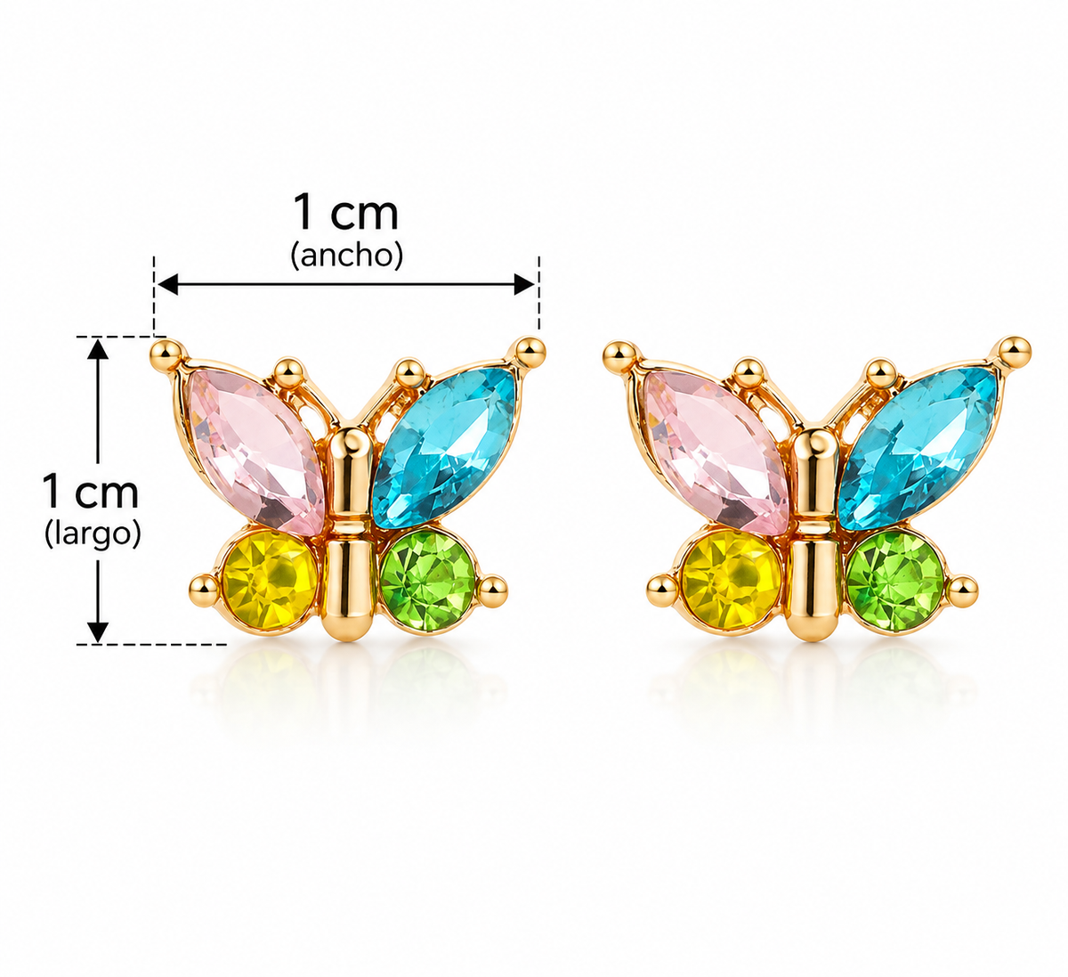 E2867 Aretes mariposa colores aleacion cristal