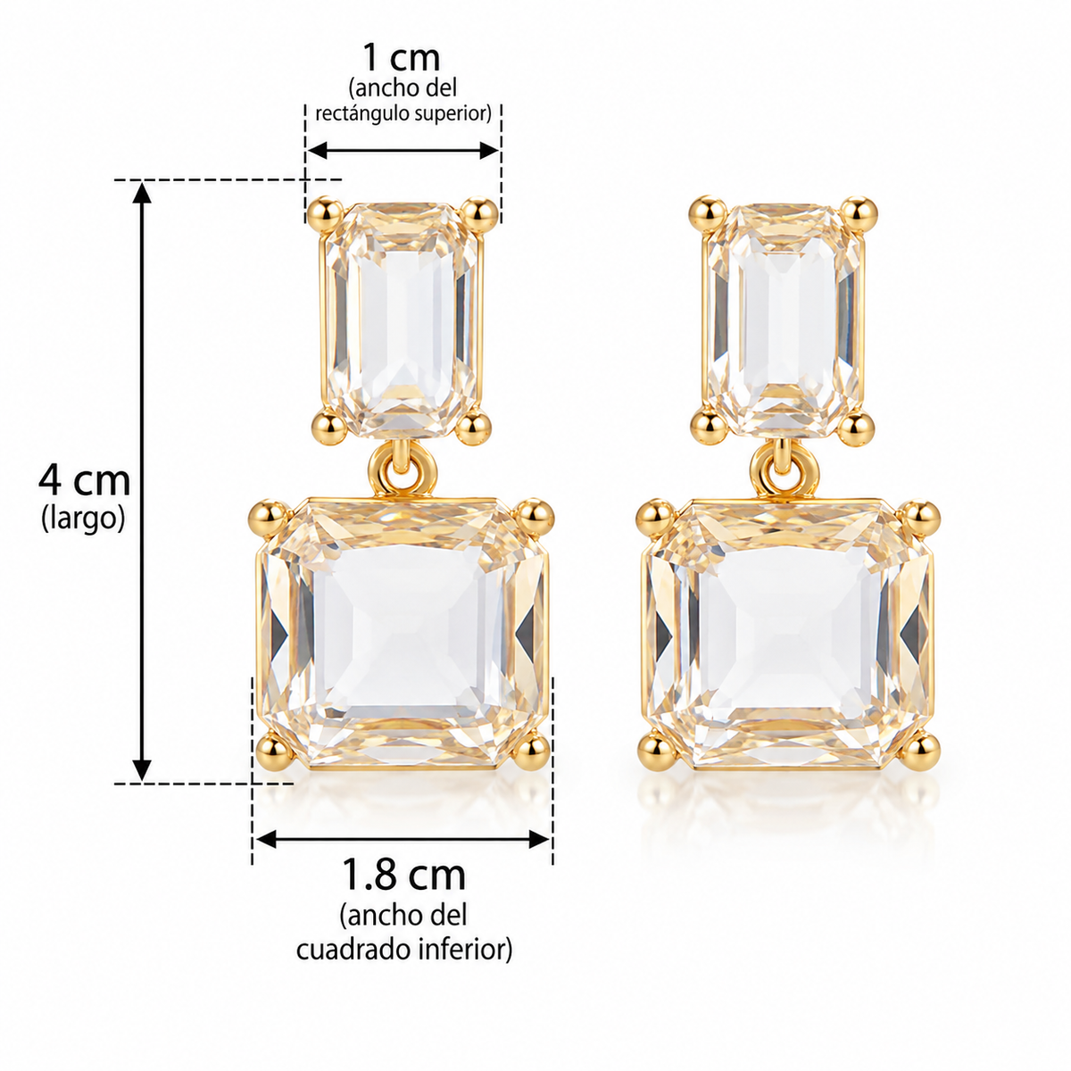 E2872 Aretes cristal blanco de aleacion