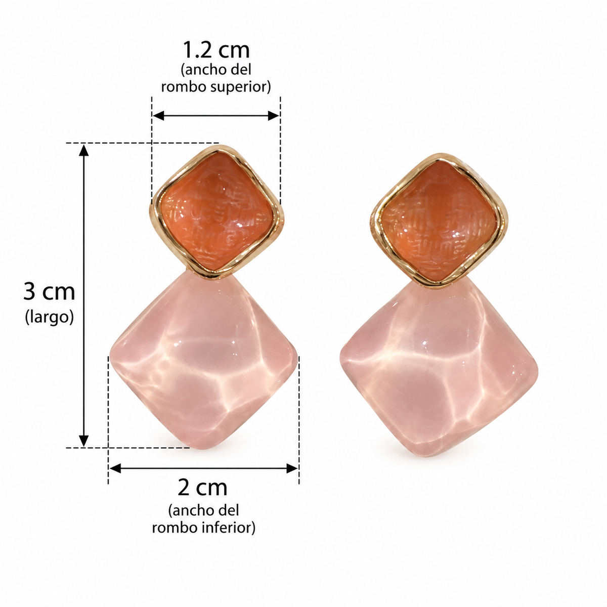 E2876 Aretes rombo de aleacion y esmaltado