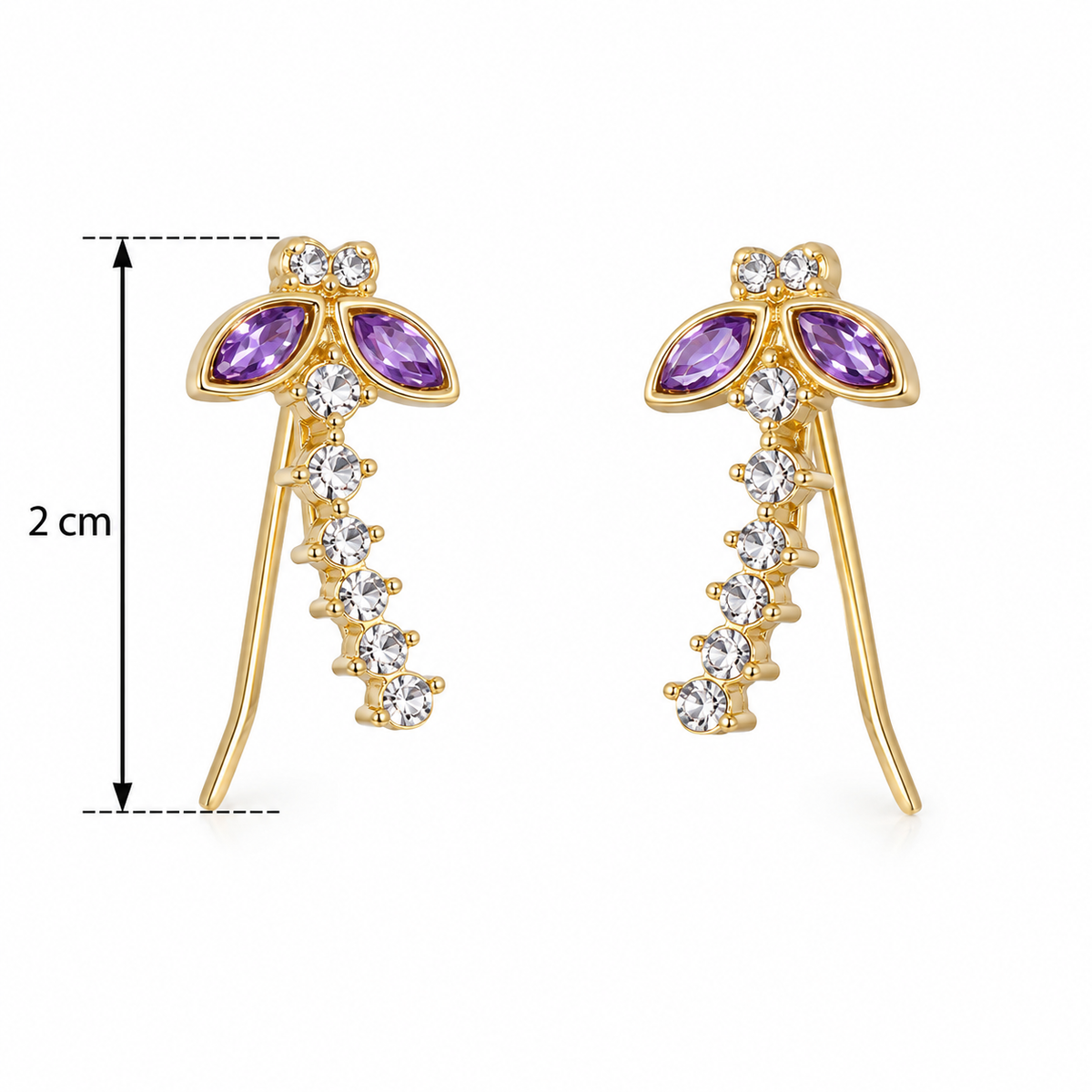 E2881 Aretes libelula cristal base aleacion
