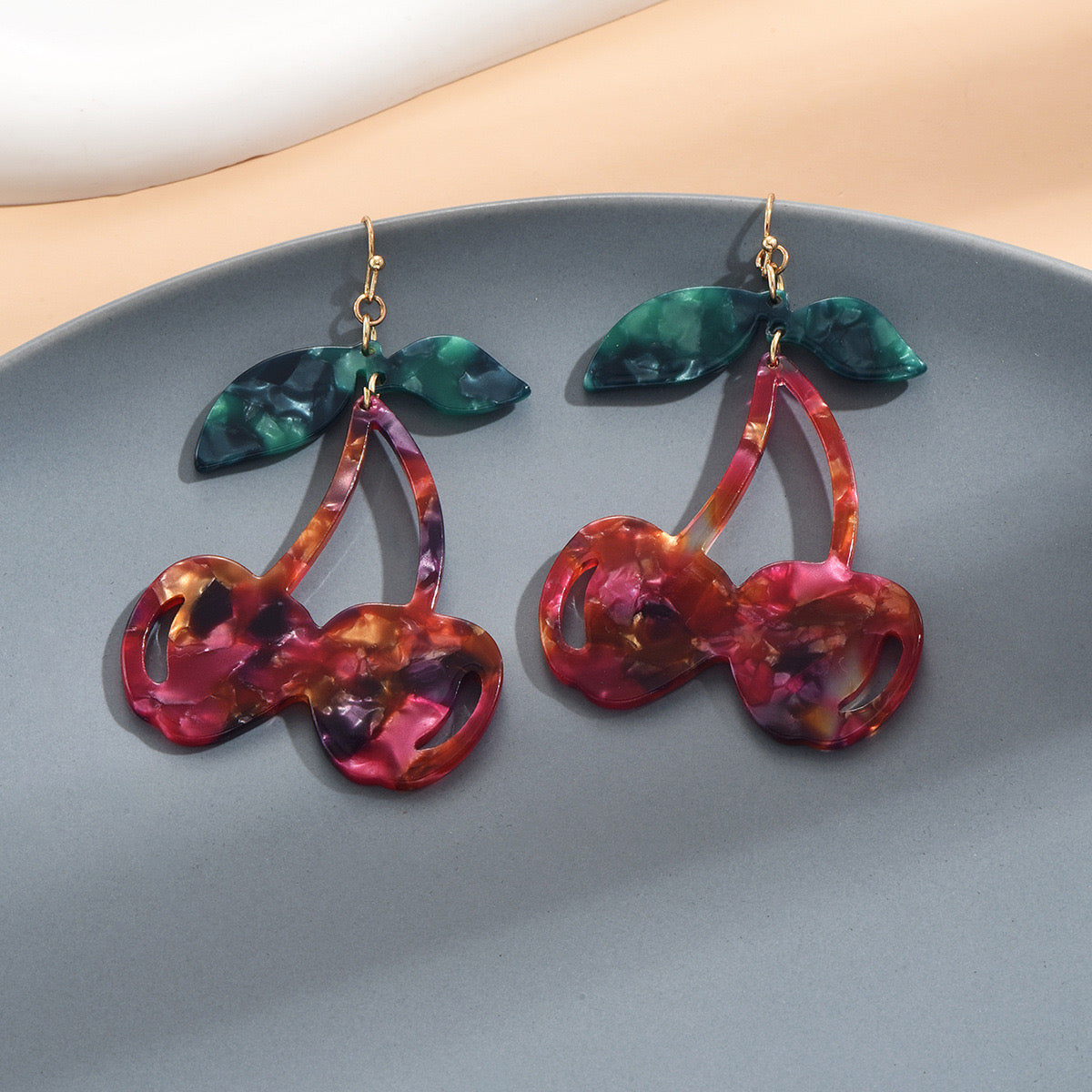 E2377 Aretes Cereza Roja Largo 3cm