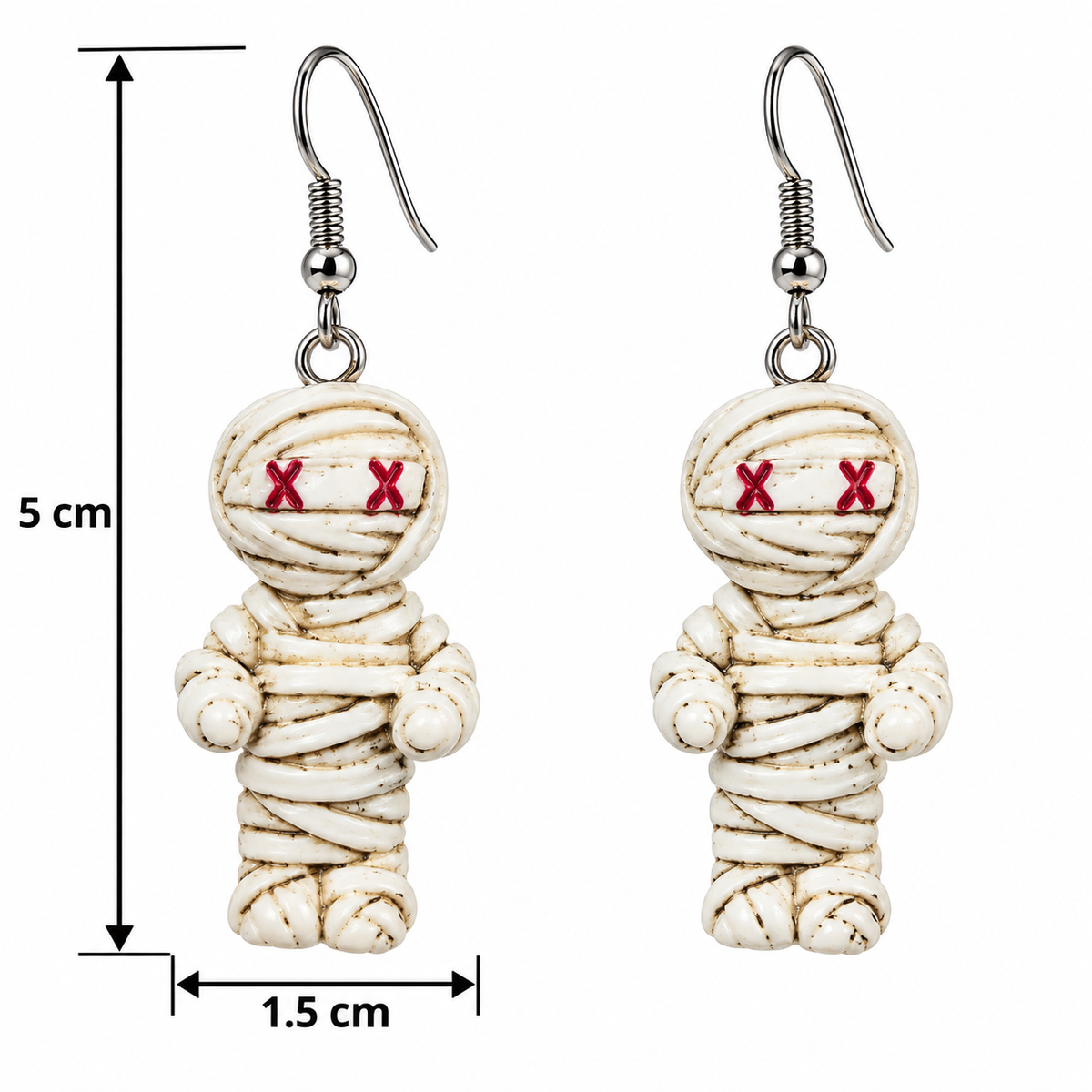 H124 Aretes momia resina aleación