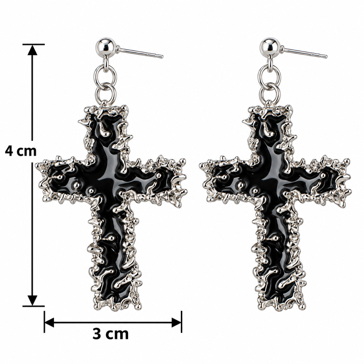H127 Aretes cruz con margen plateado de aleacion
