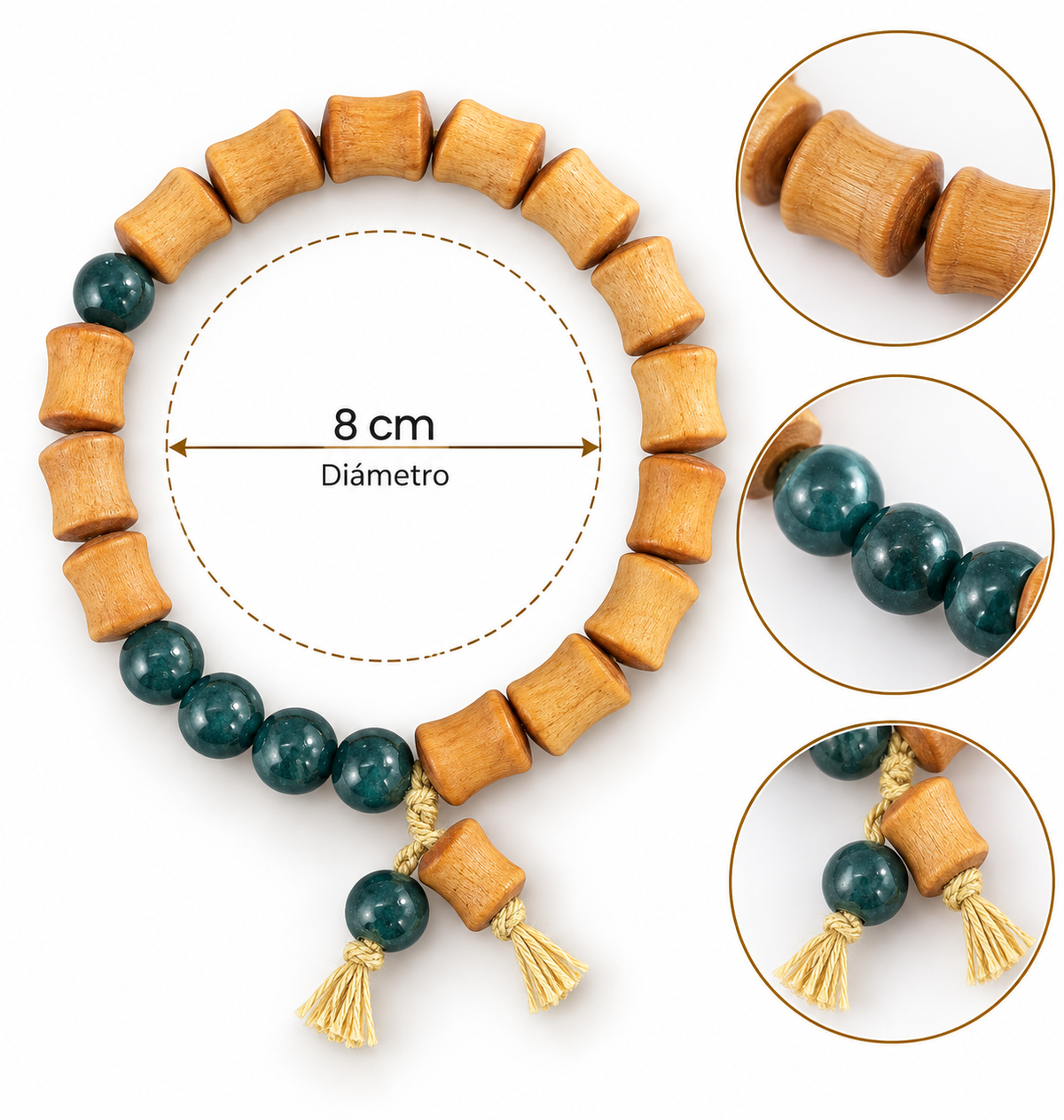 H140 Pulsera bambu jade madera ligera