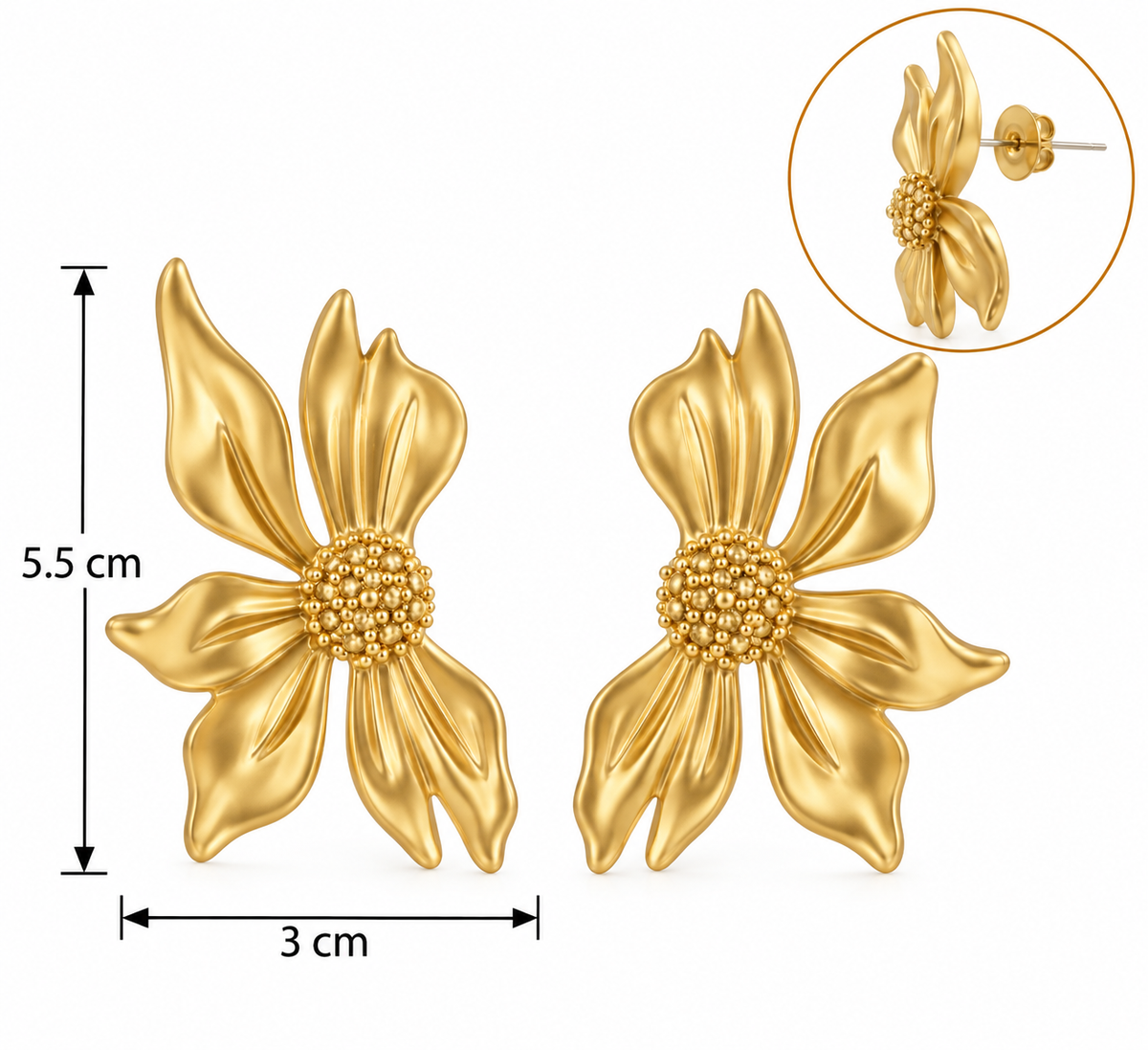 E7389 Aretes flor aleacion diseño muy ligero