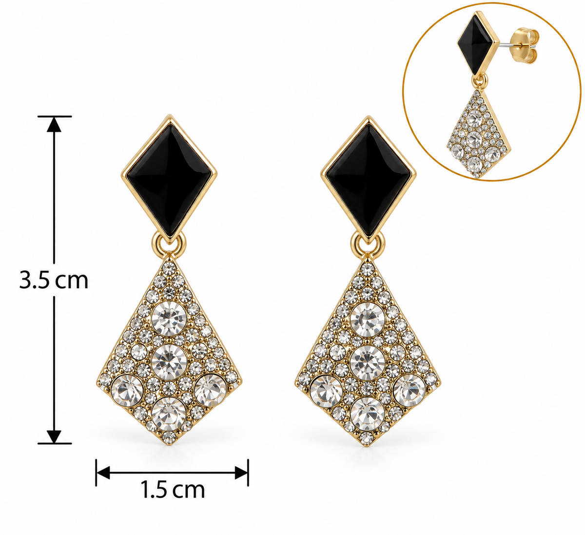 E7395 Aretes rombo con diamantes imitacion de aleacion