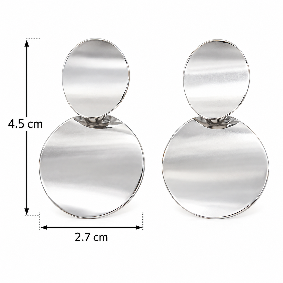 E7417 Aretes Doble Disco Plateado de aleacion
