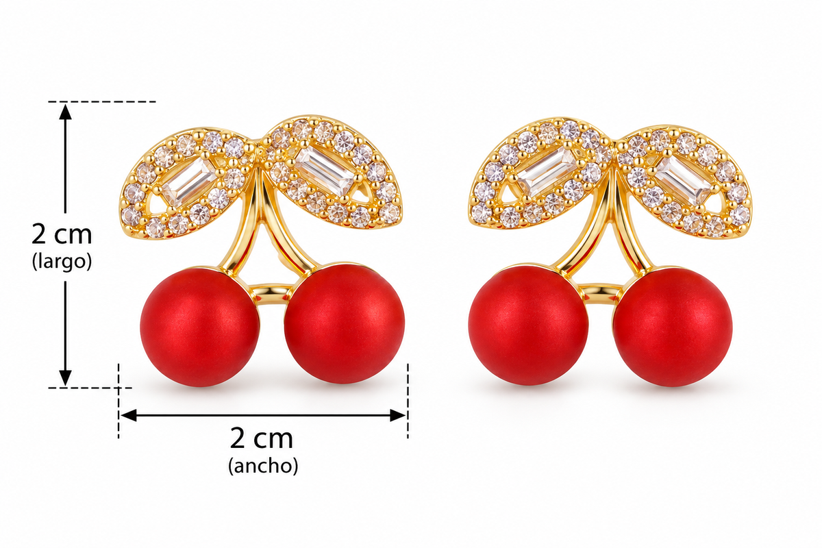E7421 Aretes cerezas con circonia de aleacion