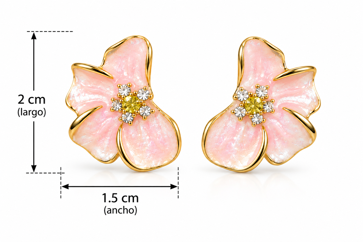 E7423 Aretes flor incompleta aleacion esmaltado