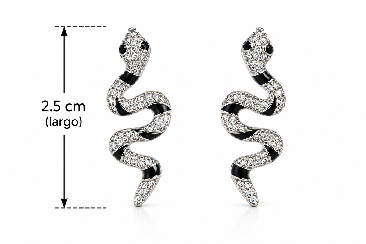 E2627 Aretes serpiente cristales aleacion
