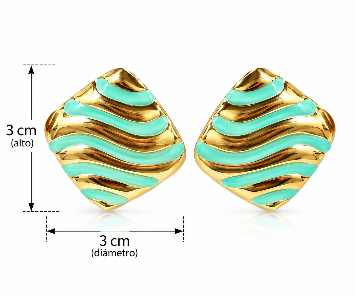 E008 Aretes ondas turquesas acero inoxidable 304