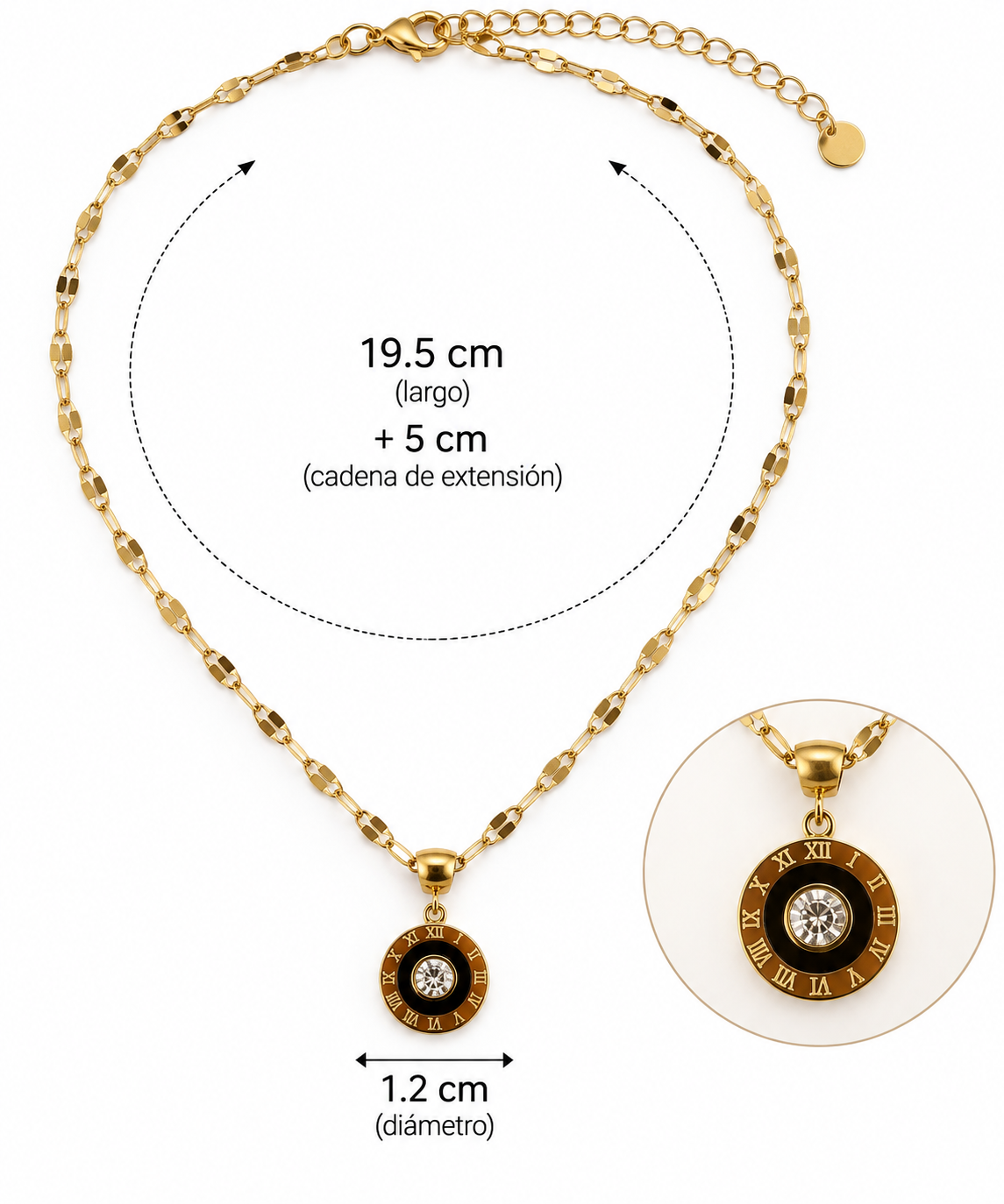C009 Collar circulo romano de acero inoxidable 304