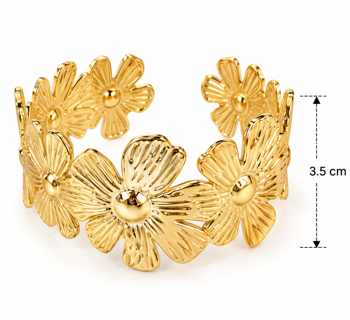 B974 Brazalete flor abierto de acero inoxidable 304