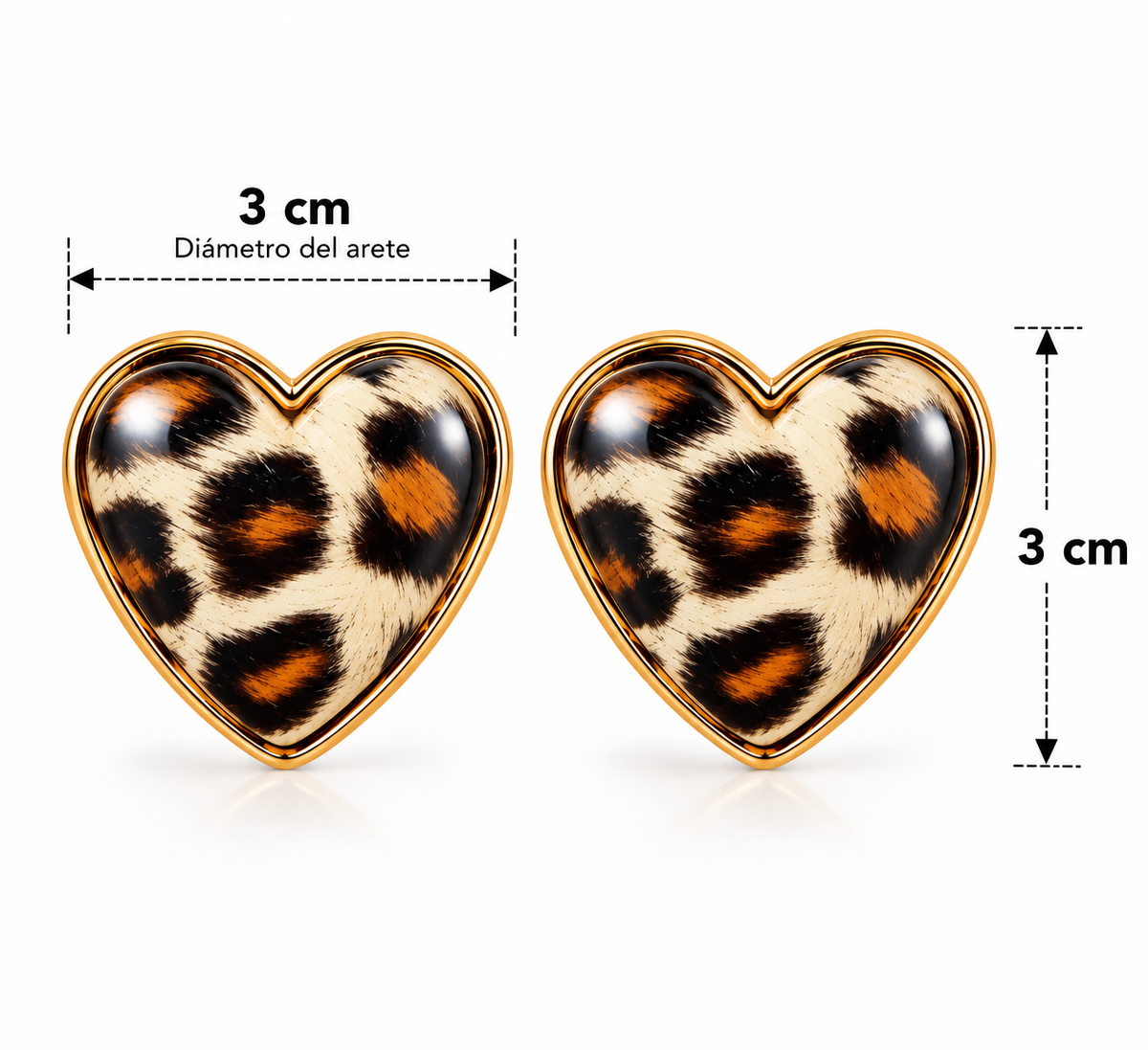 E4887 Aretes corazon leopardo textura goma aleación