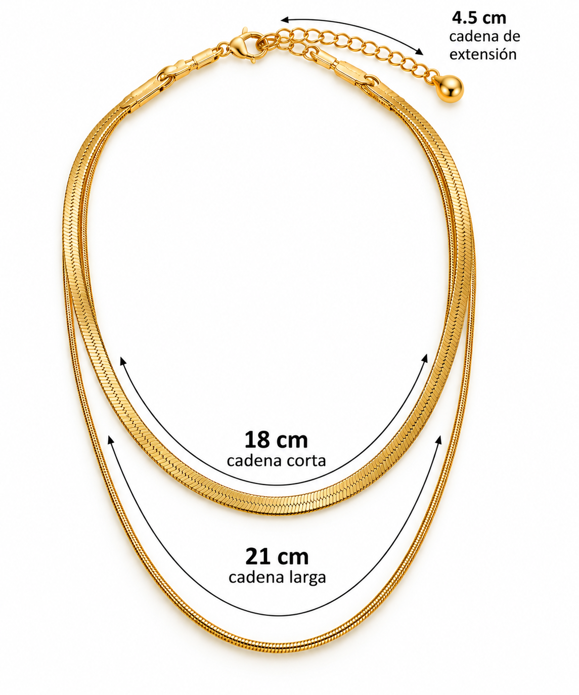 C019 Collar doble cadena de acero inoxidable