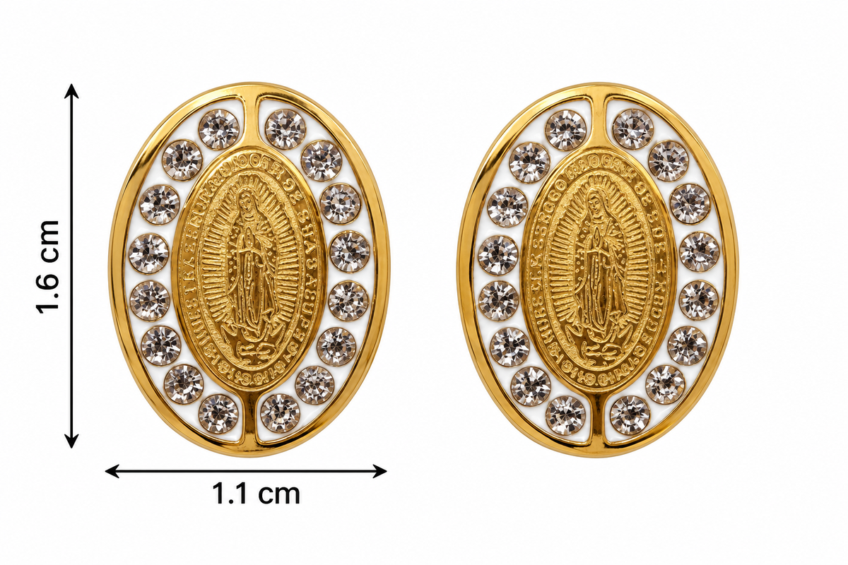 E012 Aretes religiosos de acero inoxidable con circonia