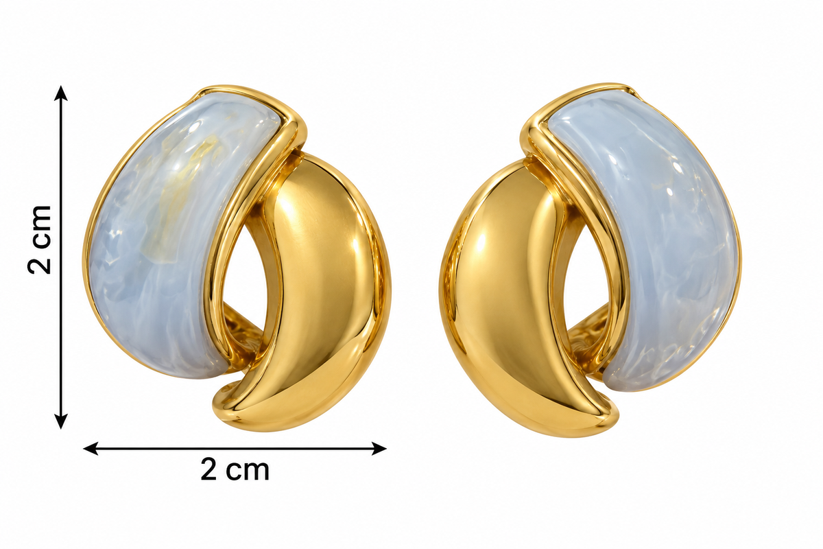 E015 Aretes irregulares azul acero inoxidable 304 chapado en oro