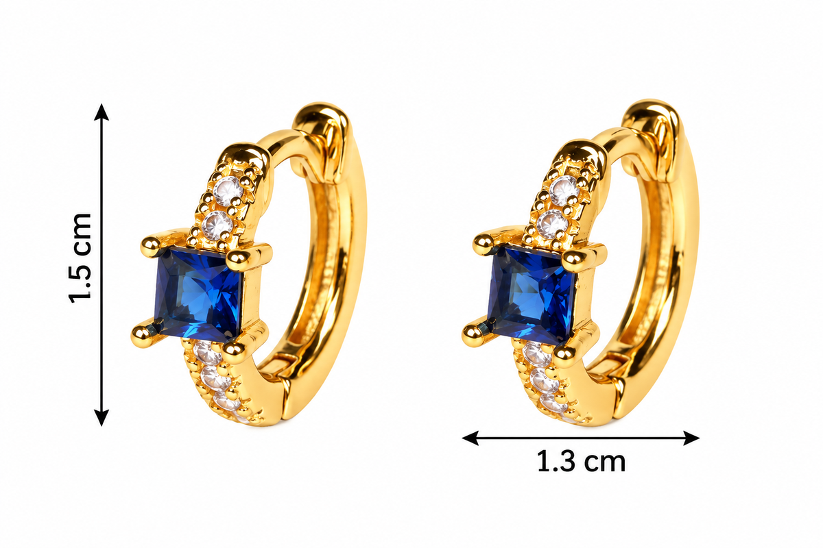 E7465 Aretes cobre con circonia azul aleacion