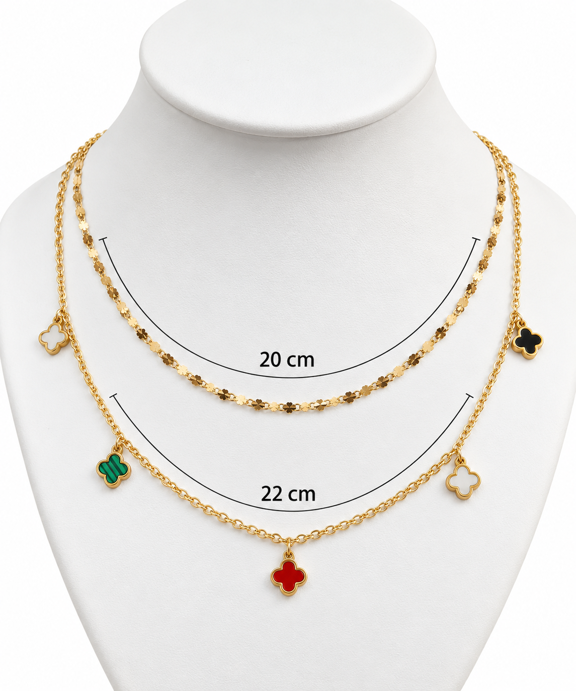 C046 Collar trebol multicolor de acero inoxidable 304