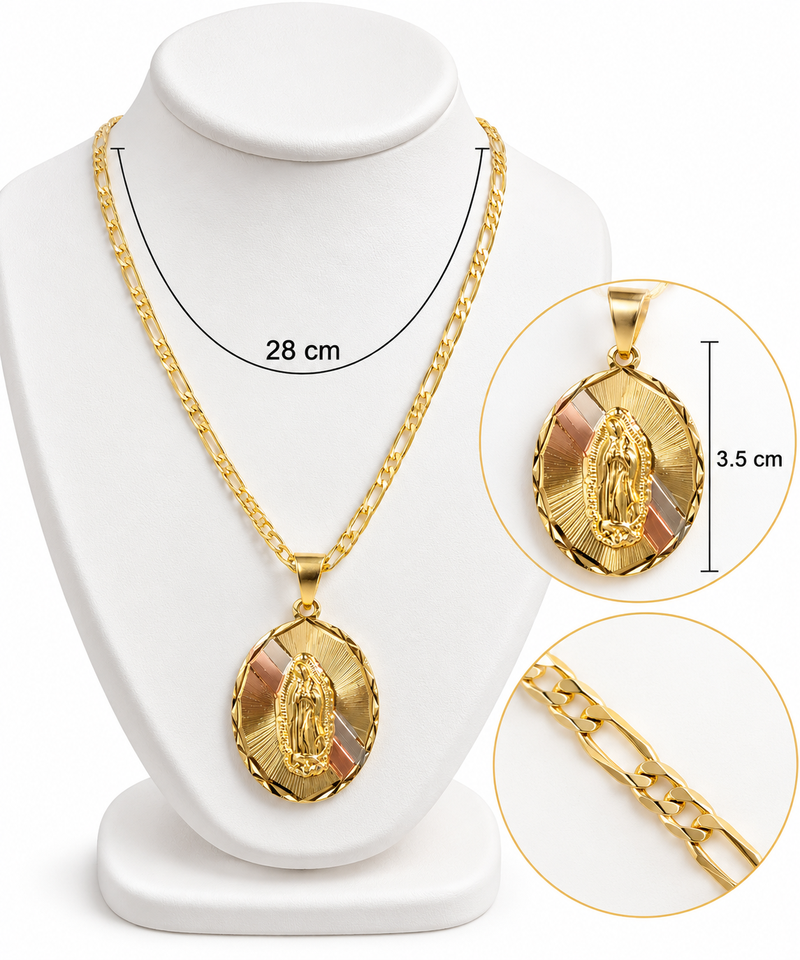 C053 Collar religioso cobre con baño de oro 14k