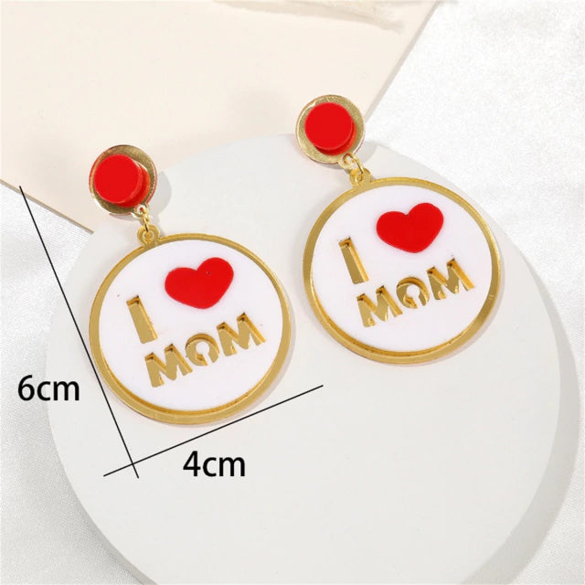 J301 Aretes I Love Mom Acrílico