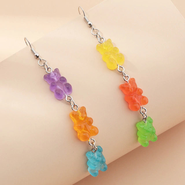 E1615 Aretes Oso Panditas Colores Resina
