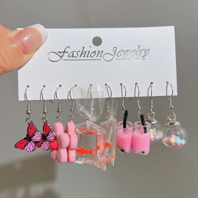 E1461 Set Mariposa Flor Pez Resina