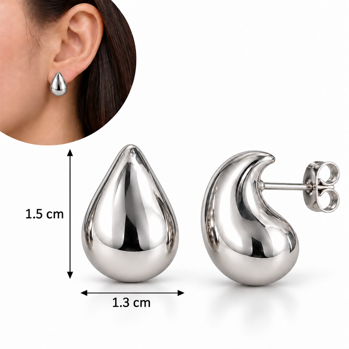 E056 Aretes estilo gota acero de titanio