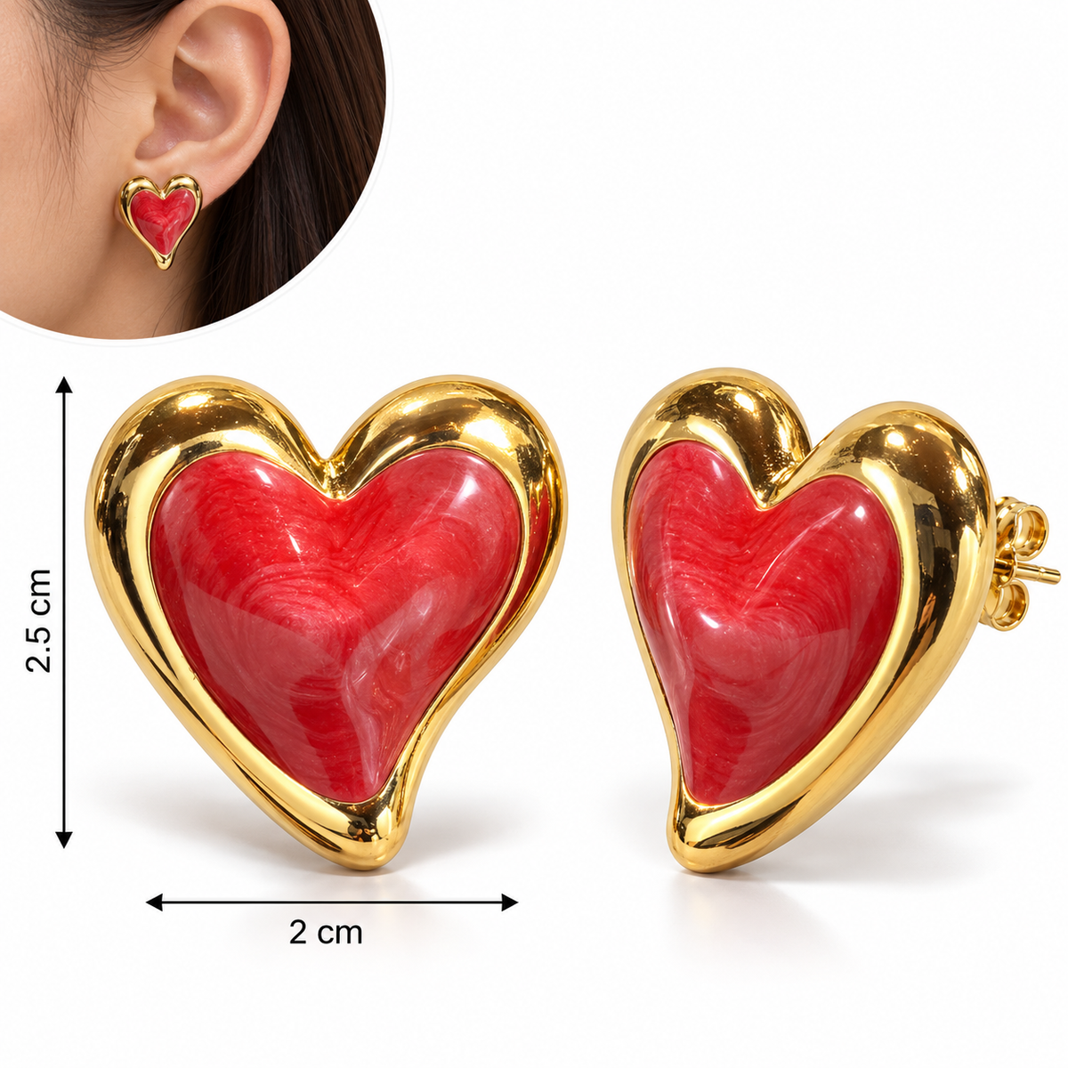 E059 Aretes corazon acero inoxidable 304