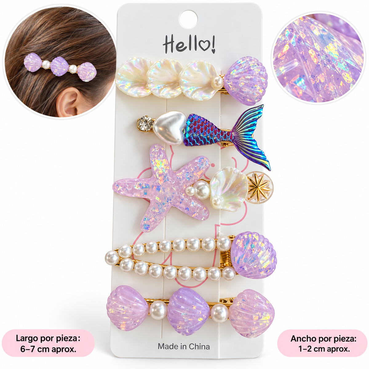 ACS27 conjunto de broche para el cabello hermosos de borlas incluye los que se muestran en la foto