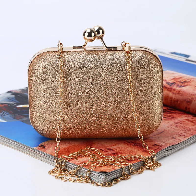 J365D Bolsa dorada brillante de noche para fiesta longitud 15cm ancho 5cm altura 11cm