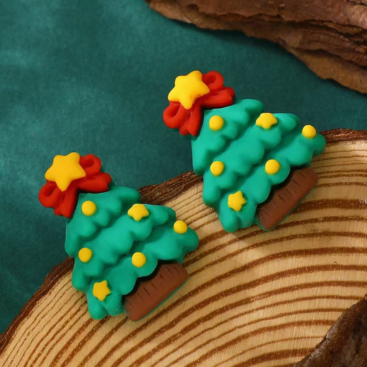 E4185 Aretes árbol de Navidad resina 3cm