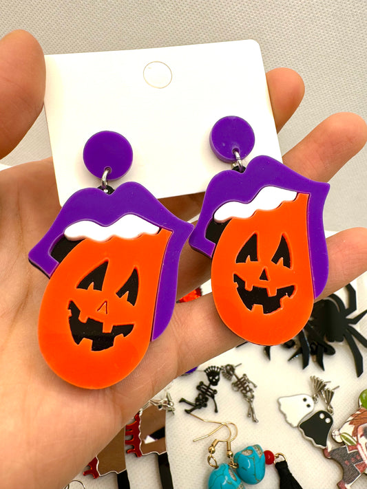 J75 Aretes calabaza acrílico 5.5cm