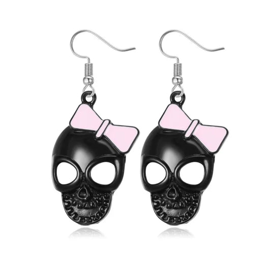 E4162 aretes cráneo negro aleacion 3.7cm