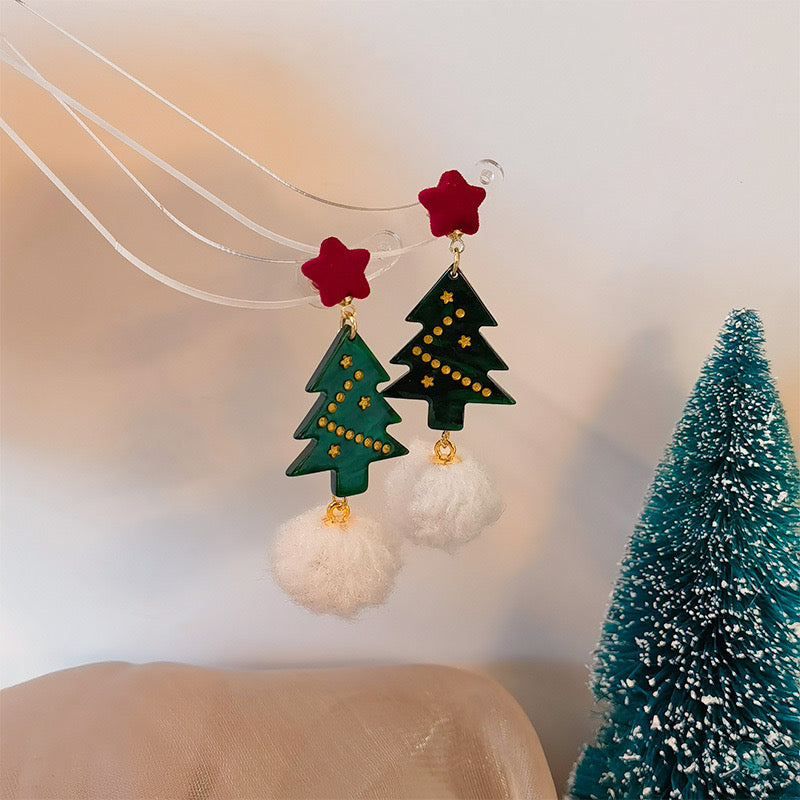 E4505 Aretes árbol de Navidad 6cm aleacion