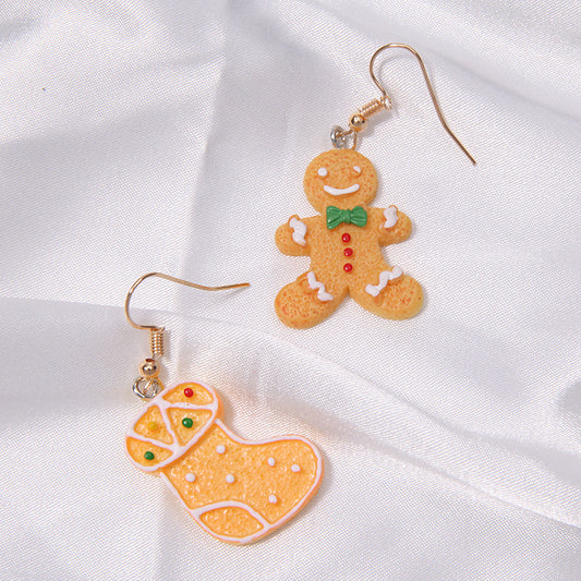 E4295 aretes asimétricos navideños aleacion 2.9cm