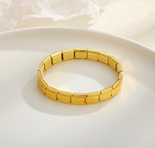 B822 Pulsera italiana dorada acero inoxidable chapada en oro de 18k elastica