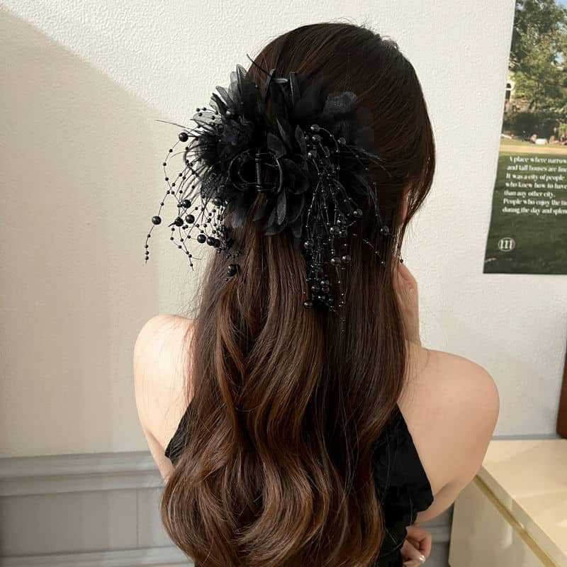 ACS18 Pinza para el cabello de mujer elegante tela medida aproximada 13 cm de ancho × 10 cm de alto